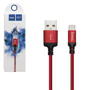 Кабель HOCO X14 USB (m)-Type-C (m) 1.0м 2.0A силикон красный черный